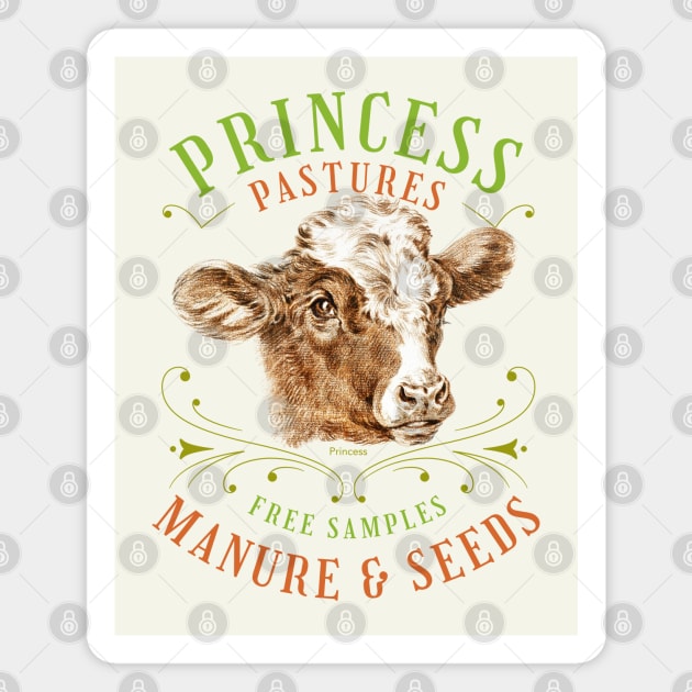 Vintage Farm Animal Cow Cute Cottagecore Aesthetic Girls Women Magnet by Pine Hill Goods